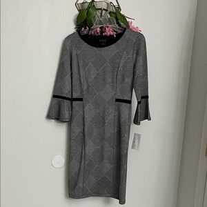 Ann Taylor Elegant Black and Gray Checkered Dress
